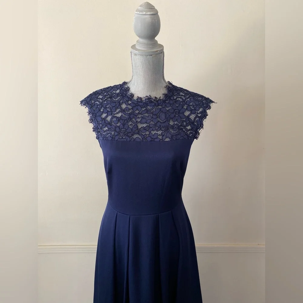 SHOSHANNA MIDNIGHT 💙NAVY BLUE💙 BEAUTIFUL HIGH-LOW LACE  DRESS SIZE 4 🌟EUC🌟